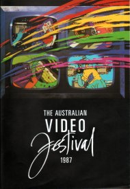 Cover of the catalogue for the 2nd Australian Video Festival, 1987. [Image by Video Paint Brush Company].