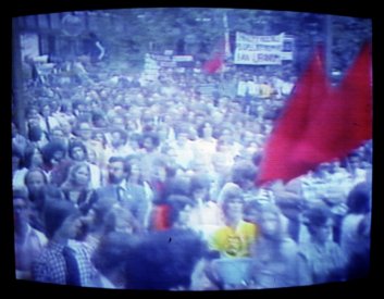 Crowd scene at the 1st anniversary rally from The Greatest Advertising Campaign ... [from the video] 