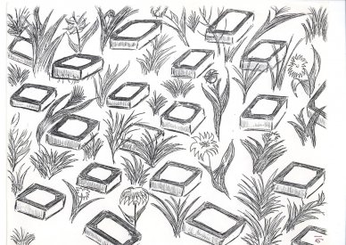Installation drawing of the TV Garden by Frank Pillegi. [collection: Stephen Jones]