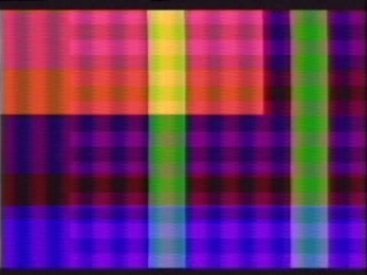 Video synthesiser frame from Laughing Hands, Departure Lounge, 1981.